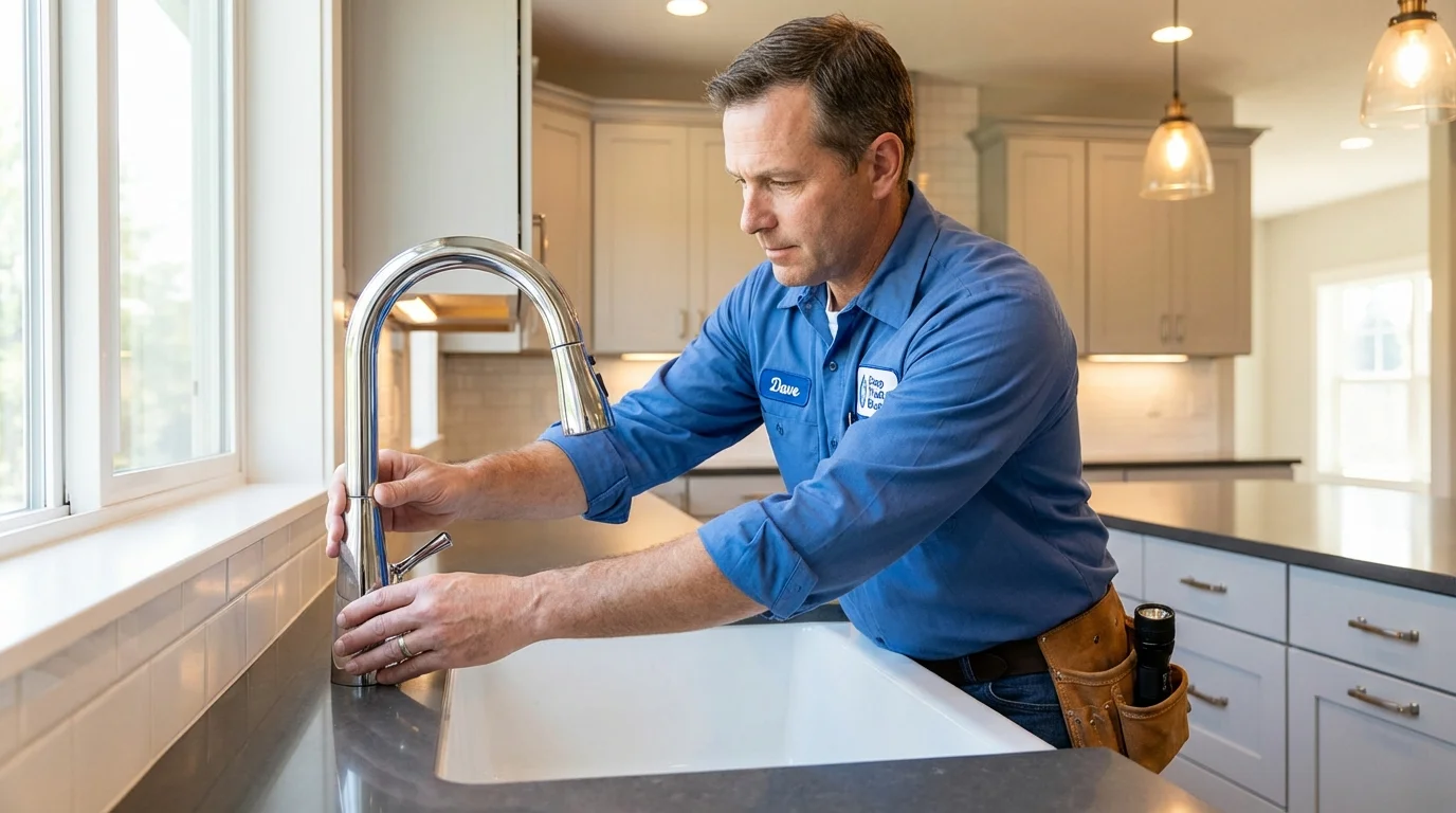 Kitchen faucet installation by Johns Plumbing LLC in Belle Haven