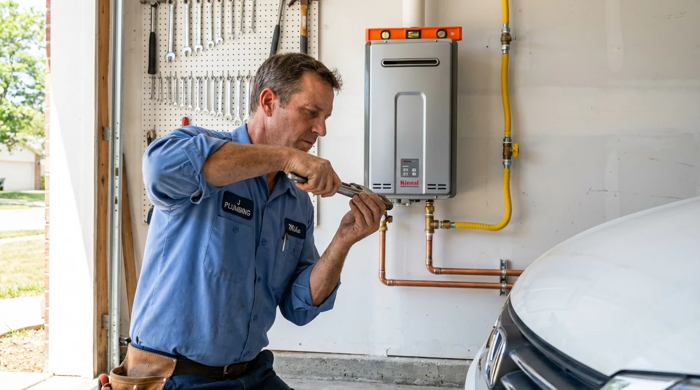 Tankless water heater installation by a Johns Plumbing LLC plumber in Belle Haven